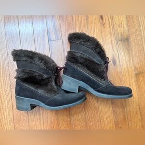 Vintage Yodelers Brown Leather and Faux Fur-Lined Boots